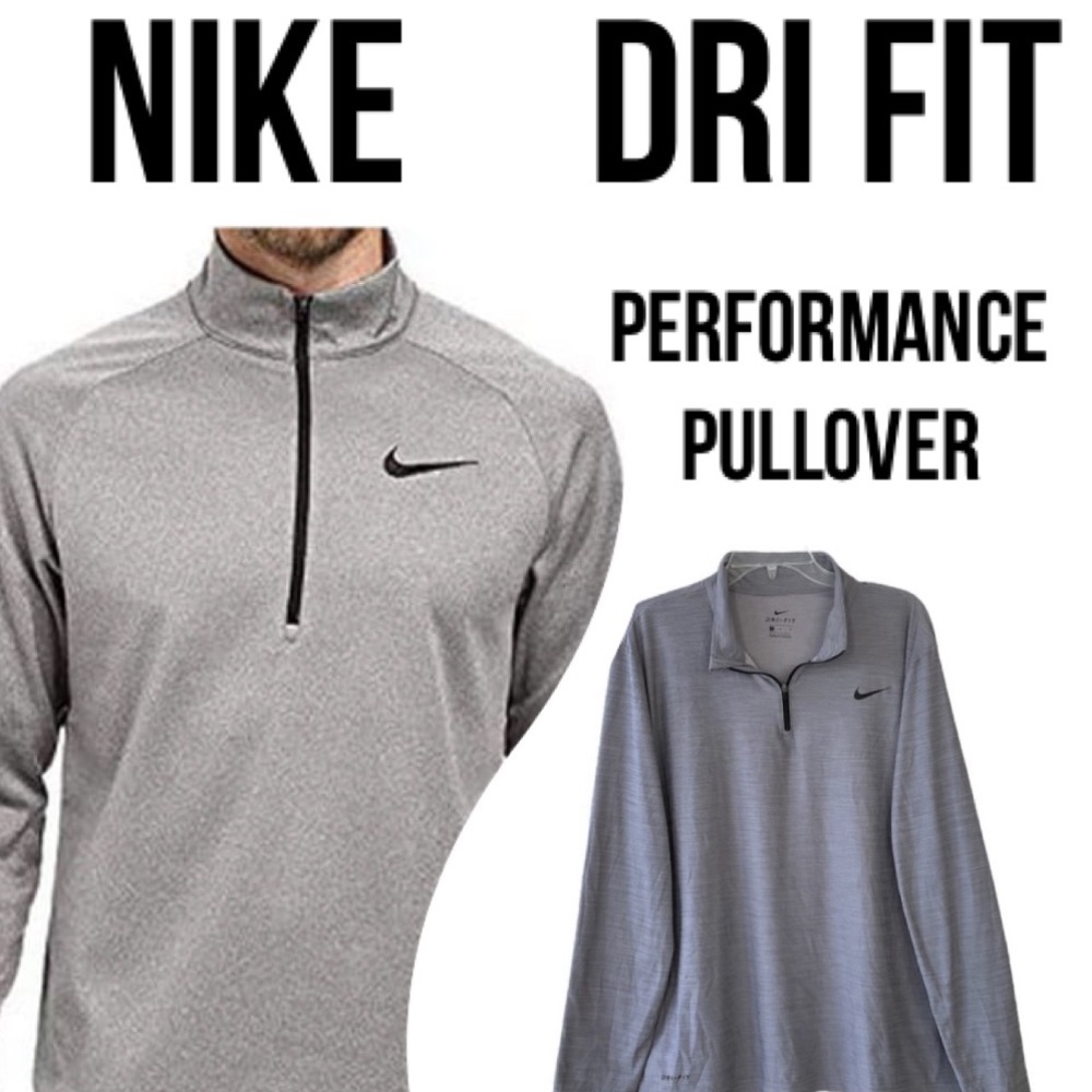 Nike Dri-Fit Gray Quarter Zip Pullover Athletic Performance Shirt Size Large